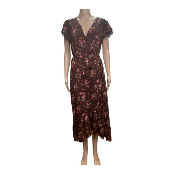 NWT Paige Neroli Rosewood Boho Chic Floral Print 100% Silk Wrap Dress Size M - Picture 6 of 14